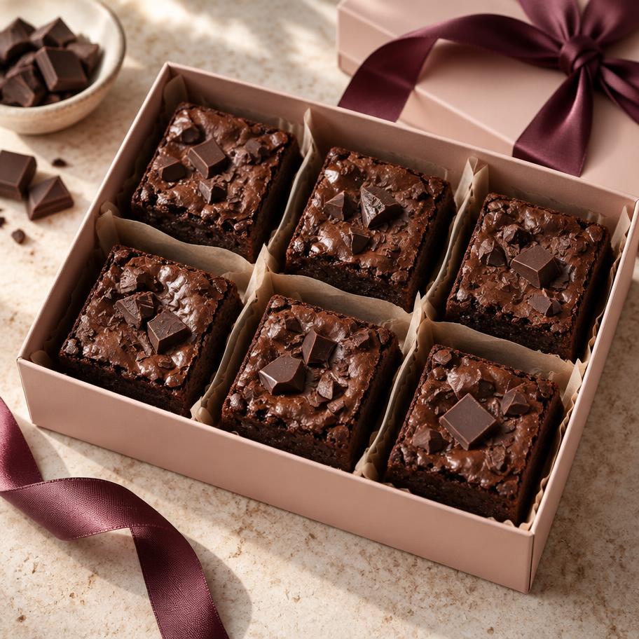 Box of chocolate brownies
